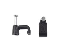 REXUS Square Cable Clips with Steel Nail, Black, 8mm, 100pcs/Pack, Cable Management Wall Holder, Fit For Ethernet/Coaxial/Telephone Wire