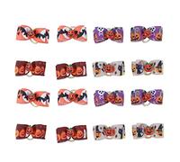 REXVTNS 16pcs Dog Hair Bows | Cute Mix Colors Pet Bowknot Headdress with Rubber Band | Holiday Pet Costume Accessories/Small Dog Grooming Supplies | 3.5cm Lightweight Polyester