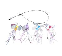 REXVTNS Cat Teaser Wand Toys | Interactive Cat Toy with 4 Replaceable Attachments/Flutter/Bee/Dragonfly | Wire Design for Sturdiness & Security | Bell Lure for Indoor Cats Kittens