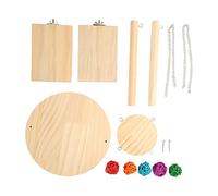 REXVTNS Hamster Platform Swing Toy | Double Layer Wooden Enrichment for Dwarf Hamster/Gerbil/Budgie | Organic Logs & Rattan Balls | Stress Relief & Teeth Grinding