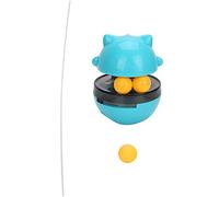 REXVTNS Interactive Cat Food Release Ball | ABS Rolling Tumbler Toy with Adjustable Leak Holes | Slow Feeder for Cats/Training/Predator Games | Includes Teaser Stick & Ball (Blue)