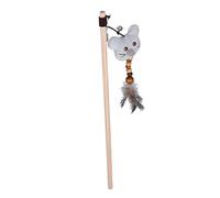 REXVTNS Interactive Cat Toy Stick with Feather & Bells | Funny Cartoon Creature Plush for Cats | Wooden Pole Training Stick/Vocalize Play/Prowling Instinct | Sturdy & Lightweight (Grey)