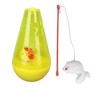 REXVTNS Interactive Cat Toy with Bell Ball & Plush Creature | Wobbly Snack Holder for Indoor Cats/Kittens | Stimulates Chasing Instincts | Sturdy Plastic + Plush Construction (Yellow)
