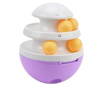 REXVTNS Interactive Cat Turntable Toy | Adjustable Food Feeder for Cats/Dogs | Leaky Food Ball with Weighted Base | 360° Rolling Track & Safe ABS Material (Violet)