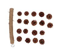 REXVTNS Parrot Chewing Toy | Wooden Pine Cones for Beak Grinding & Claw Trimming | Hanging Bird Toy with Metal Hook/Cage Accessories | Strong Hemp Rope Design (L(330 X 184mm / 12.99 X 7.24in))