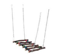 REXVTNS Parrot Swing Suspension Bridge | Colorful Beads Wooden Climbing Ladder Toy for Little Birds/Parakeets/Cockatiels | Safe Material & with Food - Grade Dye (Double beads sixth level)