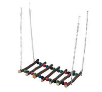 REXVTNS Parrot Swing Suspension Bridge | Colorful Beads Wooden Climbing Ladder Toy for Little Birds/Parakeets/Cockatiels | Safe Material & with Food - Grade Dye (Double beads seventh level)