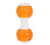 REXVTNS Pet Chew Toy with Strong Bite Endurance | Barbell Shape Dog Teeth Care & Gum Massage | Sturdy Rubber Molar Toy for Small/Medium Dogs | Safe & Secure Grip Design (Orange)