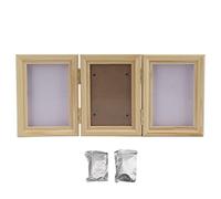 REXVTNS Pet Memorial Frames | Triple Folding Photo Frame with Clay for Cats/Dogs | DIY Pet Print Keepsake | Safe Gentle Materials | Organic Pine Wood (Log frame)