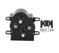 REXVTNS RC Car Gearbox for SCX10 1/10 Scale Crawler | Dual Outer Rotor Motor Transmission Case | Aluminum Alloy with POM Skid Plate | High Performance & Easy Installation (Black)