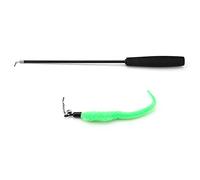 REXVTNS Retractable Cat Teaser Wand Toy | High Elastic Wire Chaser with Bell & Feathers | Interactive Play for Kittens/Indoor Cats | Sturdy ABS + Cotton, 39.4 Inch (Black pole)