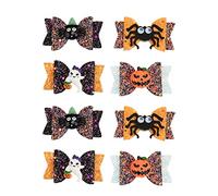 REXVTNS Seasonal Pet Hair Bows | 8pcs Cute Dog Hair Topknot with Rubber Band | Pumpkin/Spider/Ghost Patterns | for Puppy Grooming & Costume Parties