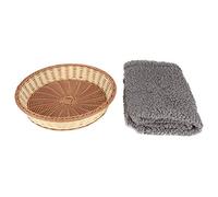REXVTNS Small Dog Cat Bed with Wool Blanket | Hand Woven PP Pet Resting Spot for All Seasons | Comfortable Round Bed for Puppies/Kittens | Safe & Simple to Maintain