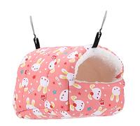 REXVTNS Small Pet Hanging Hammock | Winter Warm Cotton Bed for Hamsters/Guinea Pigs/Birds | Soft & Comfortable with Cartoon Design | Cage Accessories Included (14 * 12)