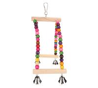 REXVTNS Wooden Beads Bird Swing Toy | Colorful Half Circle Perch for Parrots/Parakeets/Small Pets | Secure Safe Log with Food Coloring | Easy to Install Cage Toy