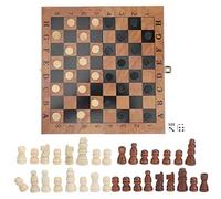 REXVTNS Wooden Chess Set 3 in 1 | Folding Checkers & Chess Board with Storage | Portable Game Set for Travel/School/Home | Classic Strategy Board Game for Juniors & Adults