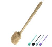 Rexzono Silicone Back Scrubber for Sensitive Skin, Long Handle Exfoliating Body Bath Brush, Loofah for Shower, Gentle Cleansing Scrub for Women and Men, Easy to Clean and Lather (Latte)