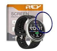 REY 2 x 3D Curved Screen Protector for AMAZFIT BALANCE 2, Black and Blue, Full Protection, 3D/4D/5D
