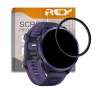 REY 2 x 3D Curved Screen Protector for Garmin Forerunner 570 42 mm, Black, Full Protection, 3D / 4D / 5D