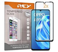 REY 3D Screen Protector for OPPO A91, Black, Tempered Glass Film, Perfect protection for scratches, breaks, moisture, Full Protection, 3D, 4D, 5D, [Pack 2x]