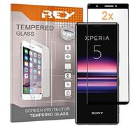 REY 3D Screen Protector for SONY XPERIA 5, Black, Tempered Glass Film, Premium quality, Perfect protection for scratches, breaks, moisture, Full Protection, 3D, 4D, 5D, [Pack 2x]