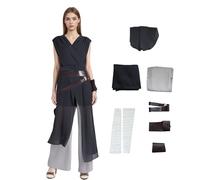Rey Costume Cosplay,Luke’s Student Cosplay Suit,Rey Battle Outfits with Belt and Arm Guard for Halloween Carnival Party (Black, 3XL)