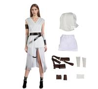 Rey Costume Cosplay,Luke’s Student Cosplay Suit,Rey Battle Outfits with Belt and Arm Guard for Halloween Carnival Party (White, 3XL)