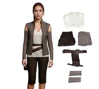 Rey Costume Cosplay,Luke’s Student Cosplay Suit,Rey Battle Outfits with Belt and Arm Guard for Halloween Carnival Party (Brown, 3XL)