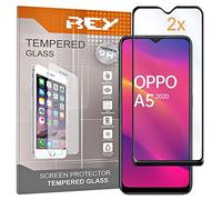 REY Pack 2x 3D Screen Protector for OPPO A5 2020 - OPPO A9 2020, Black, Tempered Glass Film, Perfect protection for scratches, breaks, moisture, Full Protection, 3D, 4D, 5D