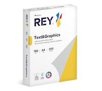 Rey Text and Graphics 179408 A4 Printing Paper 250 Sheets for Laser/Inkjet Printers and Photocopiers 160 g White Pack of 5