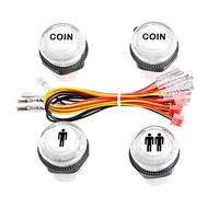 Reyann 4 Pcs/Lot 5V LED Illuminated Push Button 1P / 2P Player Start Buttons / 2x Coin Buttons for MAME/JAMMA/Fighting Games/Arcade Video Games