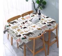 reyawdf Tablecloth Wipeable PVC Plastic,farm animals pattern,Table Cloth Wipe Clean Wipe Clean Waterproof Square Table Cover Protector for Kitchen Picnic Outdoor Indoor 183x137 cm