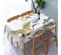 reyawdf Tablecloth Wipeable PVC Plastic,Japanese crane,Table Cloth Wipe Clean Wipe Clean Waterproof Square Table Cover Protector for Kitchen Picnic Outdoor Indoor 183x137 cm