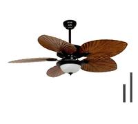REYDELUZ Tropical Ceiling Fan with Light and Remote Control, 52-Inch Palm Blade Fan Light, 6-Speed, Timer, Silent Reversible Motor (black-52)