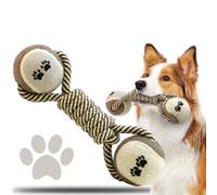 Reyeds Dog chew Toy, Cotton Rope Tennis Dumbbell Toy, Knot Toy Ball, Interactive Toy with Rope Ball, Very Suitable for Teeth Grinding and Interactive Tennis
