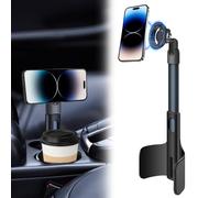 REYGEAK 2 in 1 Car Cup Holder Expander & Magnetic Phone Mount, Compatible with iPhone 15/14/13/12 Series & Other Phones, Adjustable & Hand Free