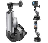 REYGEAK Aluminum Alloy Suction Cup Car Mount with Phone Holder with 1/4 Thread,360° Rotation Windshield Dashboard Car Mount for GoPro Hero 11 10 9 8 7 Insta360 X3 DJI Action