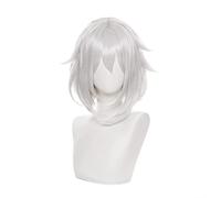 REYHS Anime Wig Paimon Cosplay Wig for Genshin Impact, Silver Short Wig, Costume Halloween Wig, für Halloween, Costume Party, Anime Show, Cosplay Event, Concerts, Daily Wig