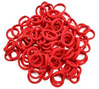 REYIN-CHHN 100Pcs Seamless Cotton Hair Ties Red, No Damage Elastic Hair Bands 1.5 Inch, Soft Ponytail Holders for Women Girls Kids Toddler Thick Hair