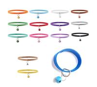 REYIN-CHHN 15Pcs Kitten Collar with Bell Puppy Collars for Newborn Teacup Dog Small Pet Extra Mini Cat Collars Adjustable Soft Plush Double Sided Colar for Kittens Puppies with Bells Length 13.8"