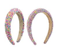 REYIN-CHHN 2 Pcs 1.2 Inch Sprinkles Headband Wide Padded Headbands Colorful Non Slip Hairbands Plastic Fashion Hair Hoops Cute Rainbow Head Band for Women Girls Color and Purple