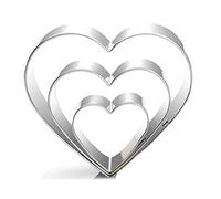 REYIN-CHHN 3 Piece Heart Cookie Cutters, Stainless Steel Multiple Size Heart Shaped Biscuit Molds, Fondant Cutters for Valentine's Day, Wedding, Birthday Party DIY Baking
