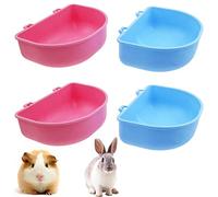 REYIN-CHHN 4 Pack Rabbit Feeder with Hook,Rabbit Food Bowl,Guinea Pig Plastic Food Basin Dish, Bunny Water Bowl, Chinchilla Hanging Portable Feeding Bowl