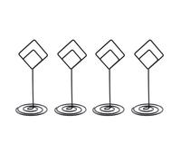 REYIN-CHHN 4PCS Black Metal with Bottom Message/Creative Business Card Holders 8.5x4cm Desktop Rhombus Sticky Note Clip Photo Image Folder for Centerpieces Wedding Parties