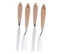 REYIN-CHHN 4pcs Stainless Steel Scraper Paint Scraper Paint Squeegee Painting Pigment Scraper Painting Scraper Color Mixing Tool Spatula Set Bamboo Gouache Painting