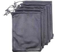 REYIN-CHHN 5 Pcs Black Mesh Bags Nylon Drawstring Bags Small Travel Stuff Sacks Mesh Storage Ditty Bags Small Net Gym Bag with Cord Lock Closure