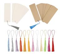 REYIN-CHHN 60 Pcs Kraft Paper Bookmarks Blank Cardstock Bookmarks Craft Plain Bookmarks DIY Art Bookmarks Gifts Tags with 60 Pcs Colorful Tassels