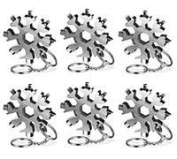 REYIN-CHHN 6Pcs Silver 18-in-1 Snowflake Multi Tool, Stainless Steel Snowflake Screwdriver Wrench Bottle Opener Portable Hand Tool