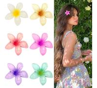 REYIN-CHHN Small Flower Hair Clips for Girls 1.8 inch Hawaiian Plumeria Flower Hair Clips For Women Frangipani Flower Clips Cute Hair Accessories Luau Tropical Party Decoration