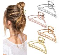 REYIN-CHHN Small Hair Clips 3" Medium Semicircle Hair Clips 4PCS Gold Hair Clips Silver Hair Clips Small Hair Claw Clips Hair Clips for Thin Hair Claw Clips for Thin Hair Cute Hair Clips for Women